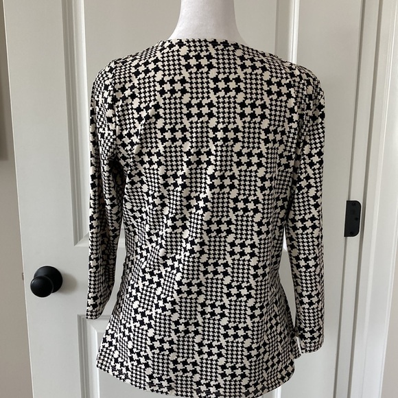 Talbots large petite faux wrap top black white - Picture 7 of 9